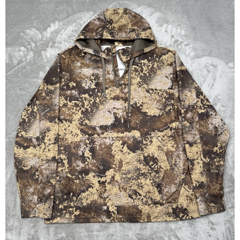 Red Head Hoodie Mens Large Camo 1/4 Zip Pullover Sweatshirt Bass Pro Shops Brown